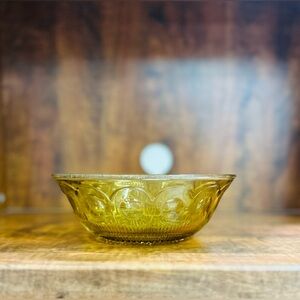 Vintage Bartlett Collins St Genevieve Amber 8” glass bowl